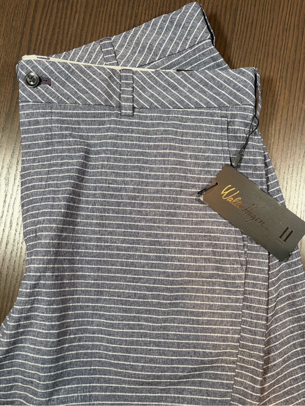 Walter Hagen 11 MAJORS golf shorts navy blue stripe 38 NWT